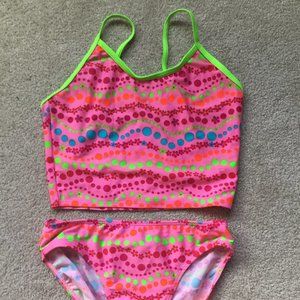 NWOT tankini swimsuit Girls 10 pink green